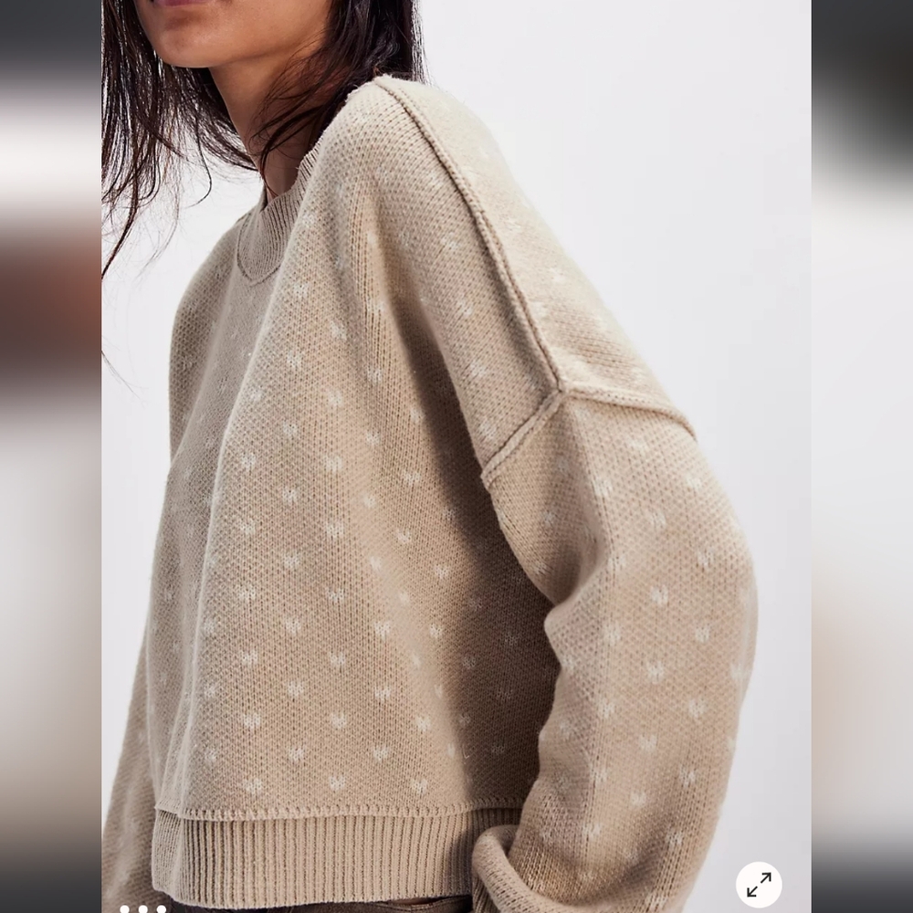 Free People Easy Street knit Crop Sweater Oatmeal Sz Medium NWT$98 - Picture 4 of 10